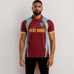 West Indies T20 2012 Half Sleeves Fan Jersey T-Shirt | Maroon & Blue Polyester Dry Fit Sportswear Fabric | Stylish Gym, Training & Outdoor Sports