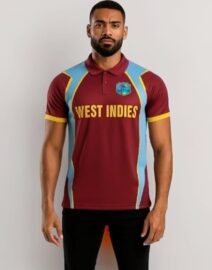 West Indies T20 2012 Half Sleeves Fan Jersey T-Shirt | Maroon & Blue Polyester Dry Fit Sportswear Fabric | Stylish Gym, Training & Outdoor Sports